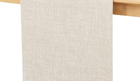 Cream Cloth Table Runner – Cotton Linen Blend Washable Farmhouse Dining Table Runner for Indoors & Outdoors, Easy to Clean, 14" x 96"